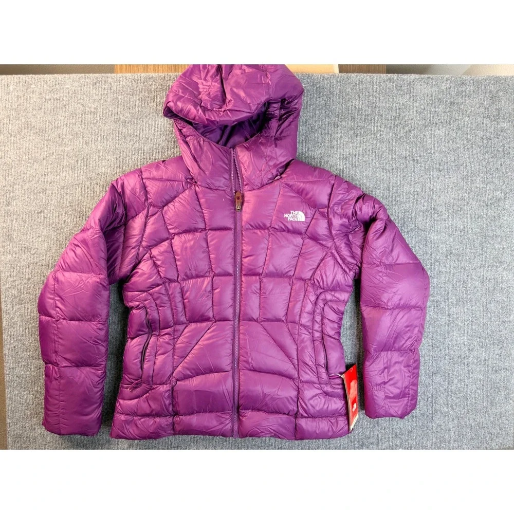 The North Face Womens Large Purple Destiny Down Jacket 600 Fill Puffer Hoode NWT
